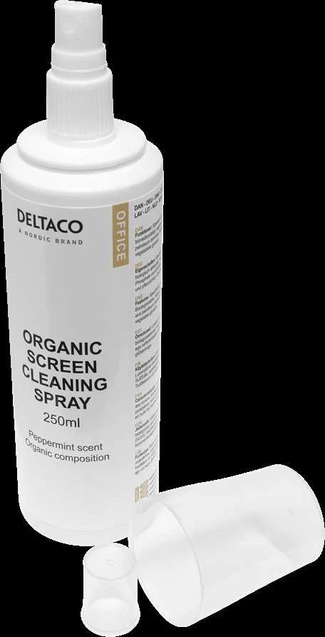 Ekologiškas valiklis ekranams DELTACO OFFICE 250ml, ealkoholinis ir biologiškai skaidus, pipirmėčių kvapo / CK1031