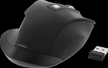 Deltaco Ergoniška pelė DELCO OFFICE tylūs patarimai, bevielė 2.4G, 2400 DPI, juoda / DE-0310
