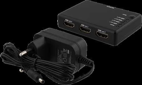 HDMI adapteris DELTACO 1xHDMI įvestis, 4xHDMI išvestis, 6,75 Gbit/s, 1920x1080 į 60Hz, juodas / HDMI-7051