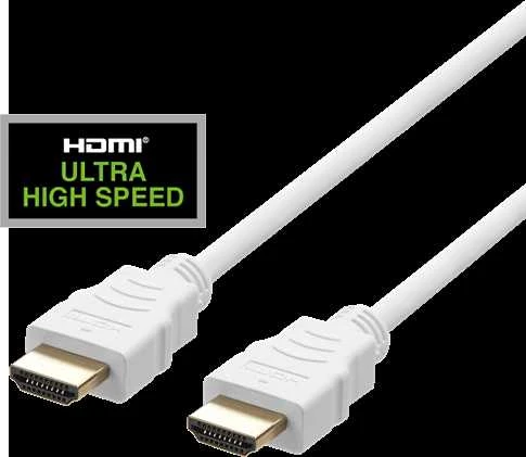 HDMI laidas DELTACO ULTRA High Speed, 48Gbps, 2m, eARC, QMS, 8K prie 60Hz, 4K prie 120Hz, baltas / HU-20A