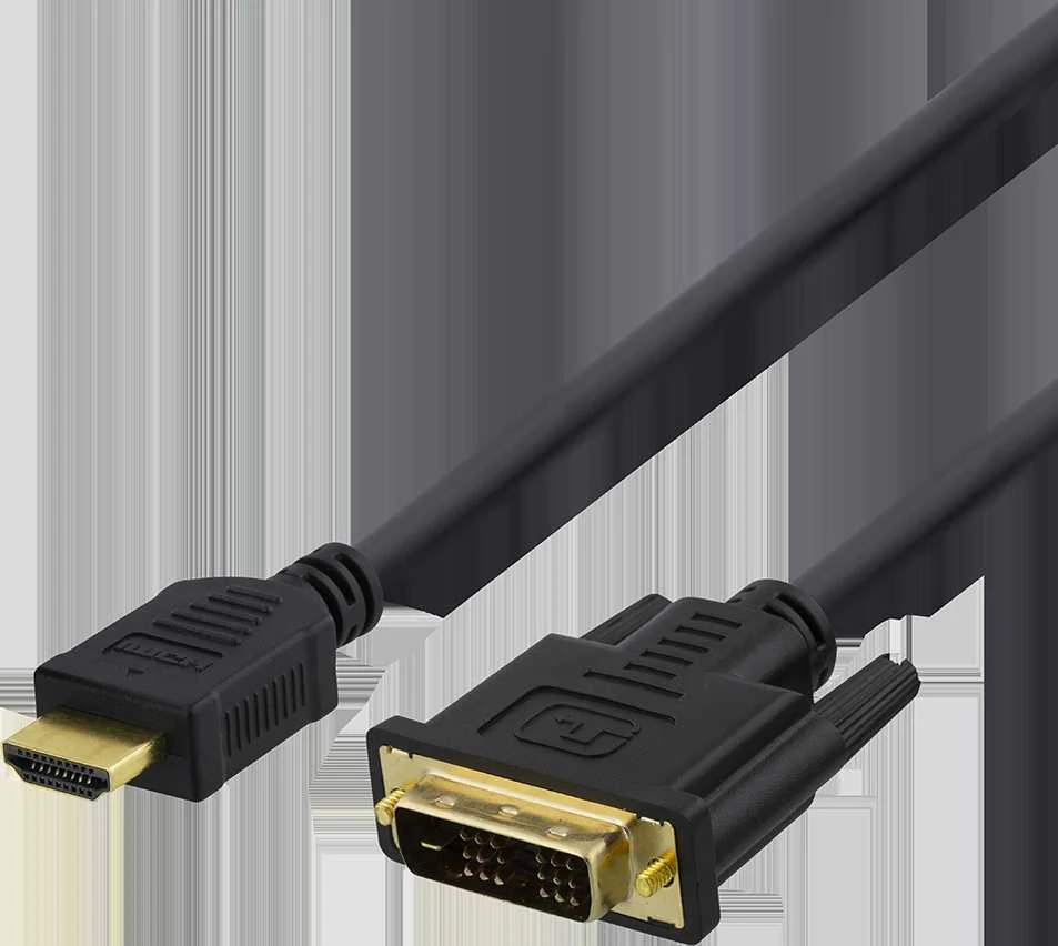 HDMI į DVI kabelis DELTACO 1080p, DVI-D Single Link, 1m, juodas / HDMI-110-K / 00100021