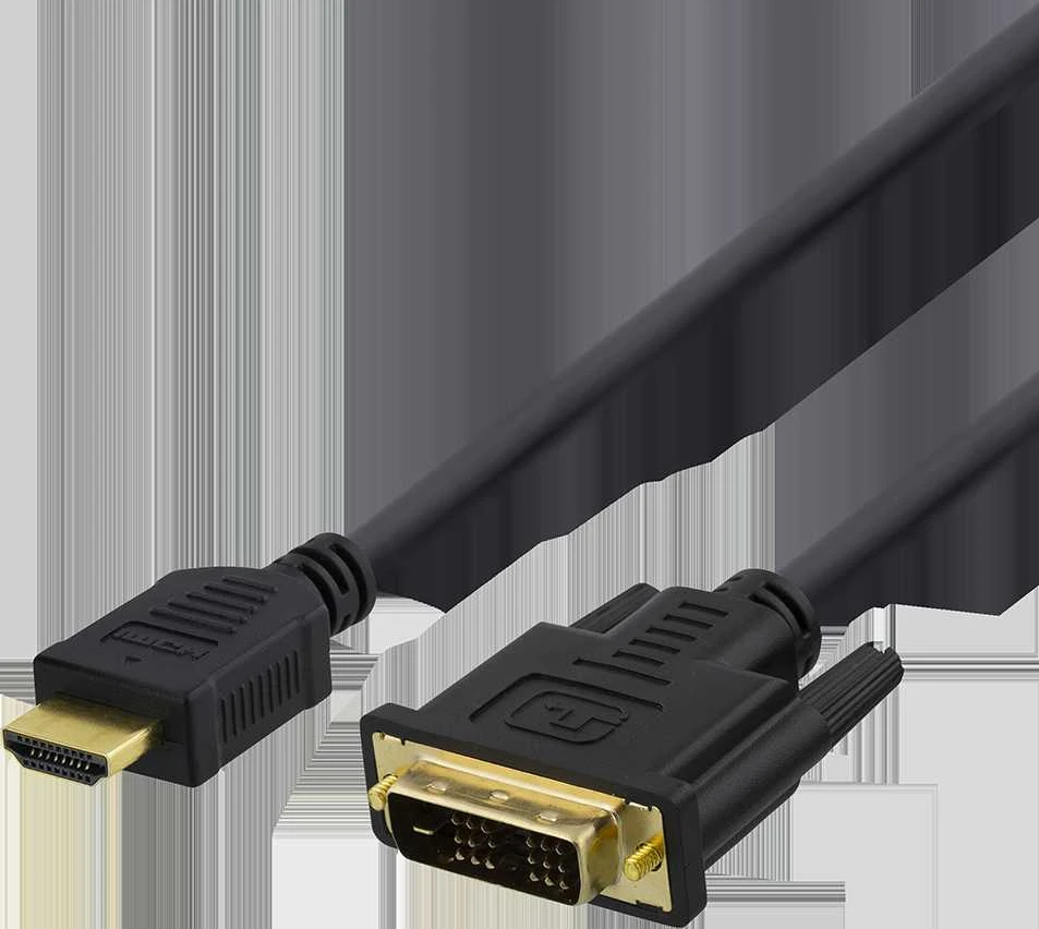 HDMI į DVI kabelis DELTACO 1080p, DVI-D Single Link, 2m, juodas / HDMI-112-K / 00100022