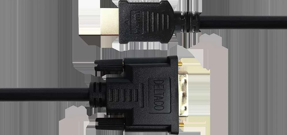 HDMI į DVI kabelis DELTACO 1080p, DVI-D Single Link, 1m, juodas / HDMI-110-K / 00100021