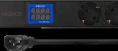 Ilgiklis DELTACO 19 "PDU su 7 CEE 7/4 lizdais, 3500W, ampermetru ir voltmetru, juoda / GT-8641