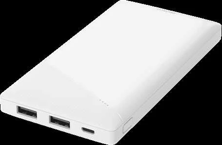 Išorinė baterija DELTACO 10000 mAh, 2,1 A / 10,5 W, 37 Wh, 2x USB-A, balta / PB-A1001
