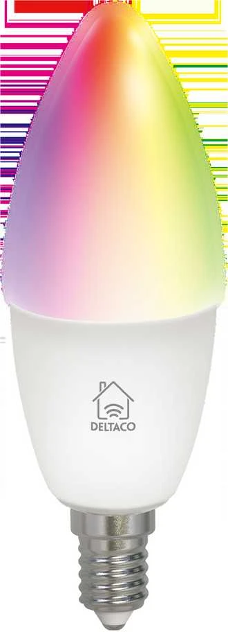 Išmanioji lemputė DELTACO SMART HOME LED, 3 vnt. pakuotėje, E14, WiFI 2.4GHz, 5W, 470lm, reguliuojama, 2700K-6500K, 220-240V, RGB / SH-LE14RGB-3P