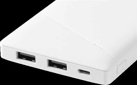 Išorinė baterija DELTACO 10000 mAh, 2,1 A / 10,5 W, 37 Wh, 2x USB-A, balta / PB-A1001