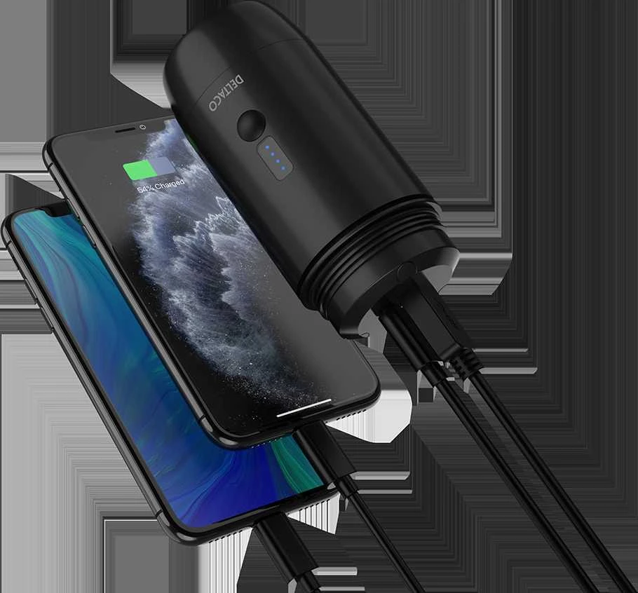 Išorinė baterija DELTACO 15 000 mAh, IP67, USB-A ir C, žibintuvėlis, SOS LED / PB-Q1002