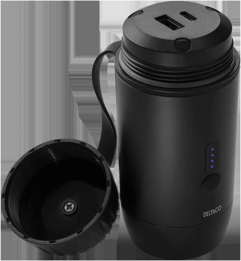 Išorinė baterija DELTACO 15 000 mAh, IP67, USB-A ir C, žibintuvėlis, SOS LED / PB-Q1002