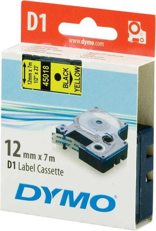 Juostelė DYMO D1 12mm x 7m, vinilinė, juoda ant geltono / S0720580 45018