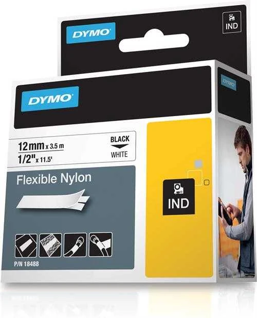 Dymo Nailoninė juostelė RHINO 12MMx3.5M, BALTA
