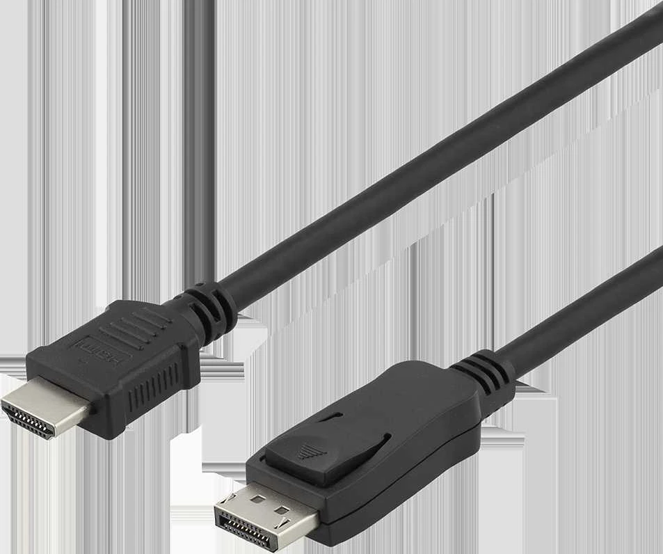 Kabelis DELTACO DisplayPort į HDMI, 4K UHD, 2m, juodas / DP-3020-K / R00110012