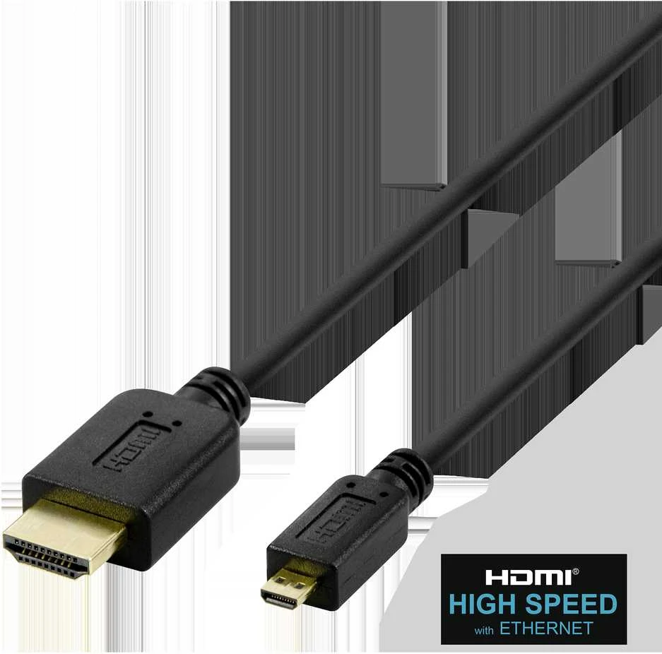 Kabelis DELTACO HDMI - micro HDMI, 4K UHD in 60Hz, 2m, juodas / HDMI-1023-K / 00100007