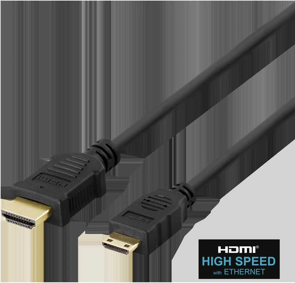 Kabelis DELTACO HDMI - mini HDMI, 4K UHD in 60Hz, 2m, juodas / HDMI-1026-K / 00100008