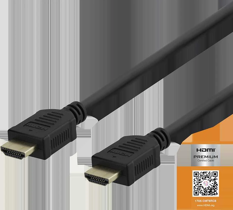 Kabelis DELTACO Premium High Speed HDMI, 4K UHD, 0.5m, juodas / HDMI-1005-K / R00100001