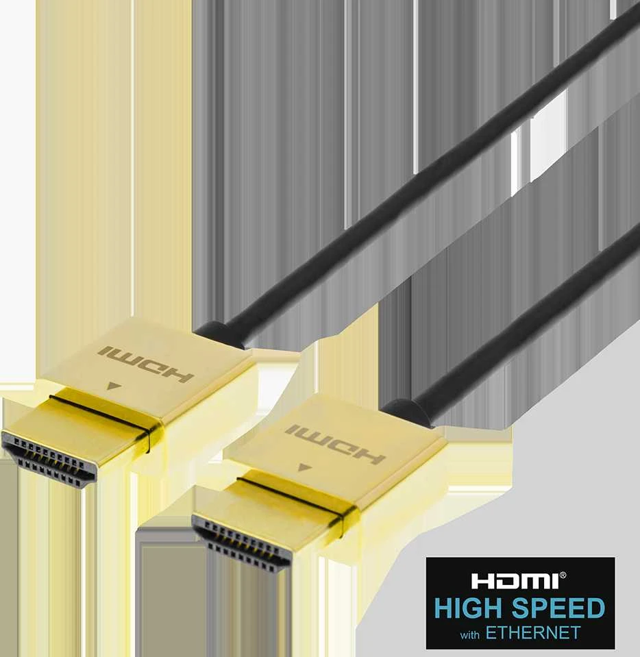 Kabelis DELTACO Itin plonas HDMI, 4K UHD, 2m, juodas/auksinis/ HDMI-1042-K / 00100011