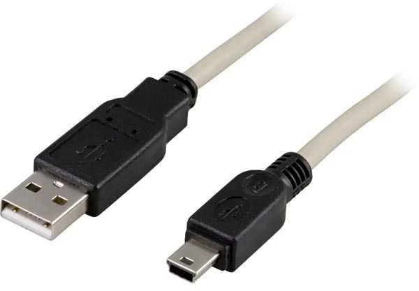 Kabelis DELTACO USB 2.0 "A-mini B", 1.0m, baltas-juodas / USB-24