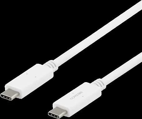 Kabelis DELTACO USB-C - USB-C, 5Gbit / s, 5A, 1M, baltas / USBC-1502M