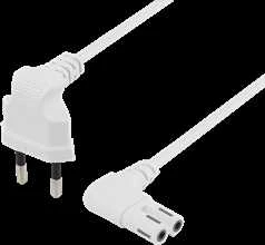 Kabelis DELTACO, 0.5m, CEE 7/16, IEC 60320 C7, Max 250V 2.5A, baltas/ DEL-109BR