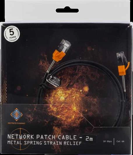 Kabelis DELTACO GAMING Cat6a, U/UTP, 500MHz, 2m, juodas / GAM-036
