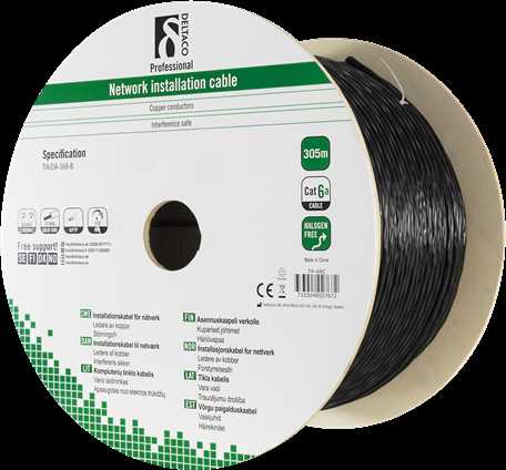 Kabelis DELTACO U/FTP Cat6a, 305m, 500MHz, juodas / TP-49C