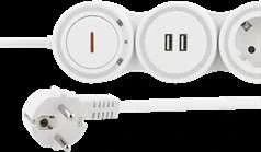 lankstus ilgiklis su 4 jungtimis, 1.4m, 16A 3500W, 2x USB-A DELTACO baltas / GT-290