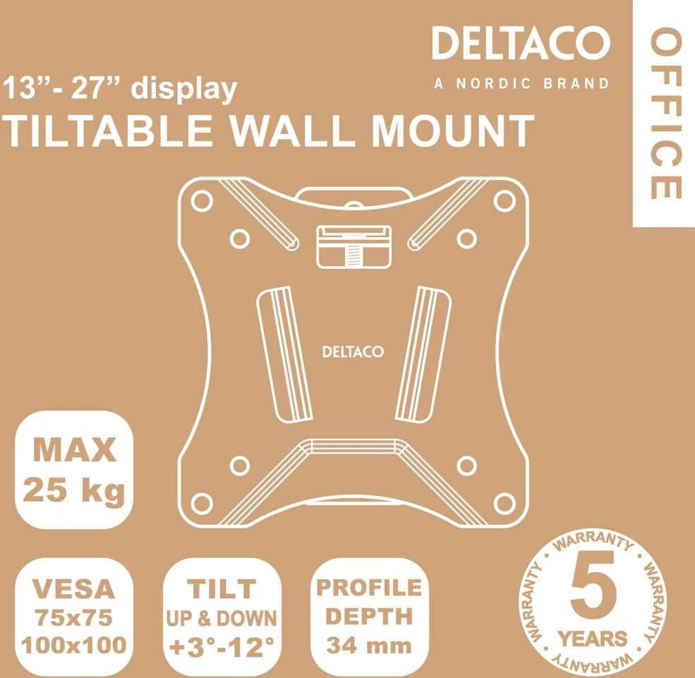 Laikiklis DELTACO OFFICE pakeliamas, 13"-27", 25kg, 75x75-100x100 / ARM-0102