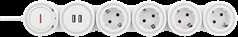 lankstus ilgiklis su 4 jungtimis, 1.4m, 16A 3500W, 2x USB-A DELTACO baltas / GT-290