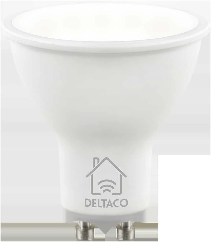 LED lempa DELTACO SMART HOME GU10, WiFI 2.4GHz, 5W, 470lm, 2700K-6500K, 220-240V, balta / SH-LGU10W
