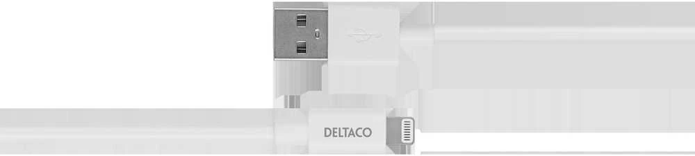 Lightning kabelis DELTACO USB-A -Lightning, 1m, Apple C189 chipset, MFi, FSC ženklinta pakuotė, balta / IPLH-401