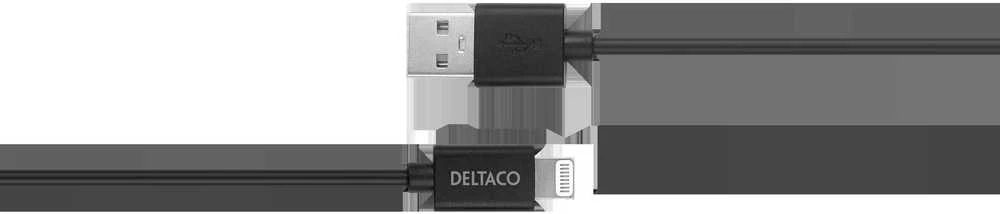 Lightning kabelis DELTACO USB-A -Lightning, 1m, Apple C189 chipset, MFi, FSC ženklinta pakuotė, juodas / IPLH-411