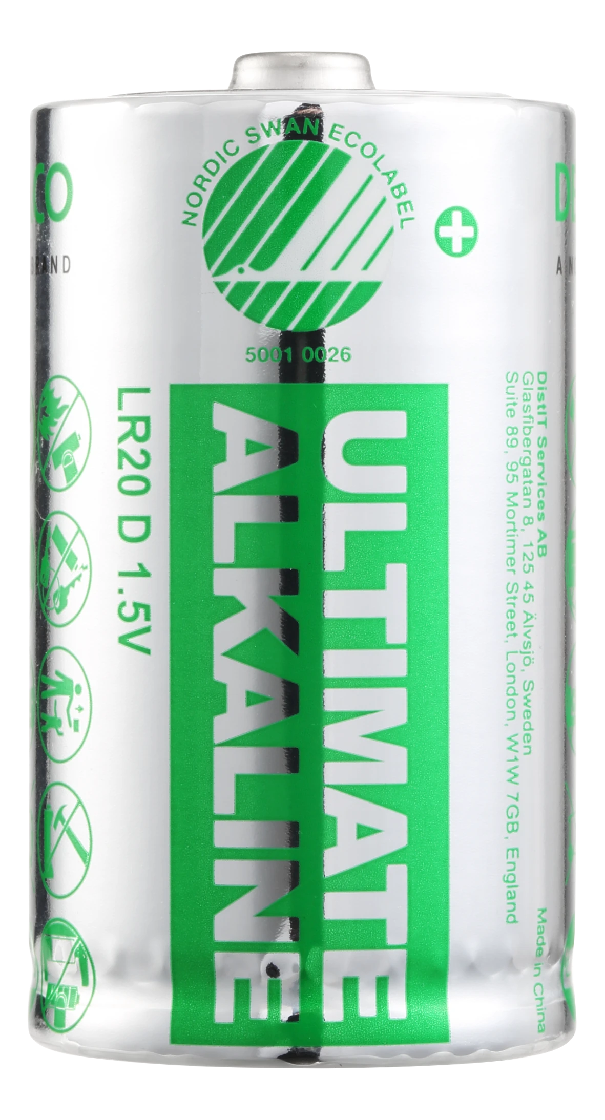 Ultimate Alkaline D baterijos DELTACO Nordic Swan Ecolabelled, 2 vnt. pakuotė / ULT-LR20-2P