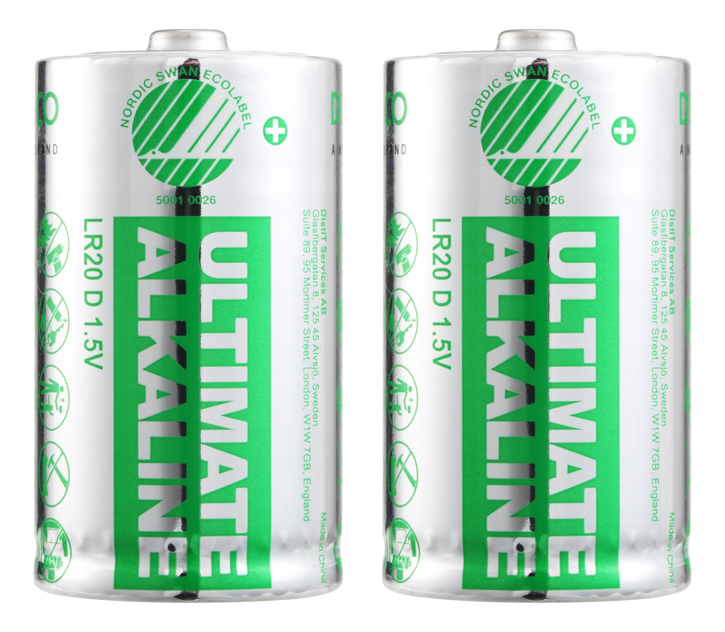 D baterijos Deltaco 1.5V, 2 vnt. pakuotė
