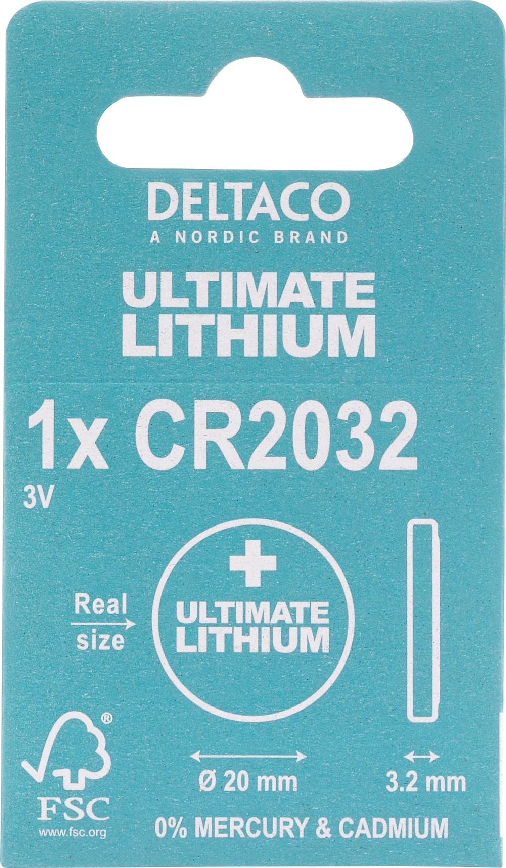 Ultimate Lithium baterija DELTACO 3V, CR2032, 1 vnt. pakuotė / ULT-CR2032-1P