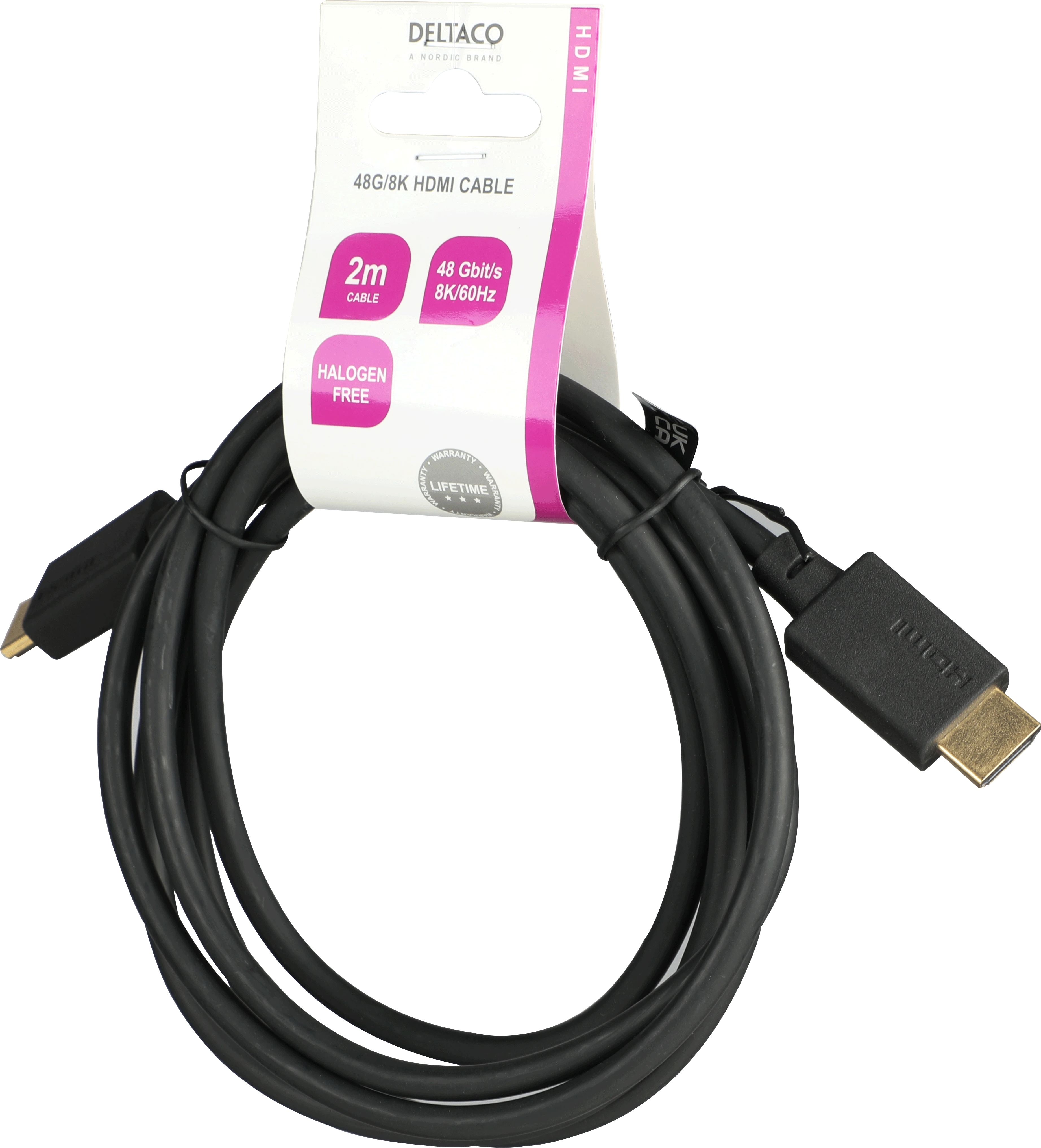 Deltaco 8K HDMI kabelis 2m pakuotėje