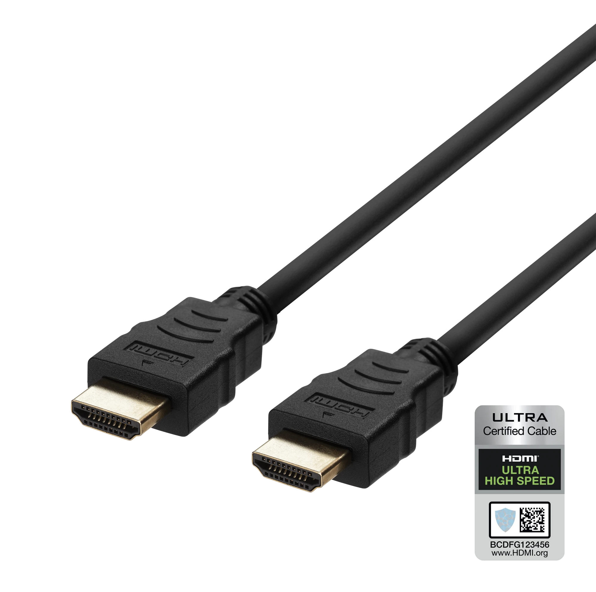 Juodas HDMI 8K laidas su autentifikavimo etikete