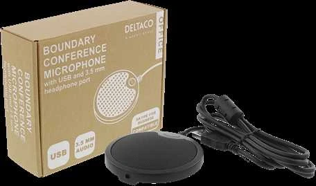 Mikrofonas DELTACO OFFICE su USB ir 3,5 mm garso prievadu, VoIP / Skype, juodas / DELC-0002