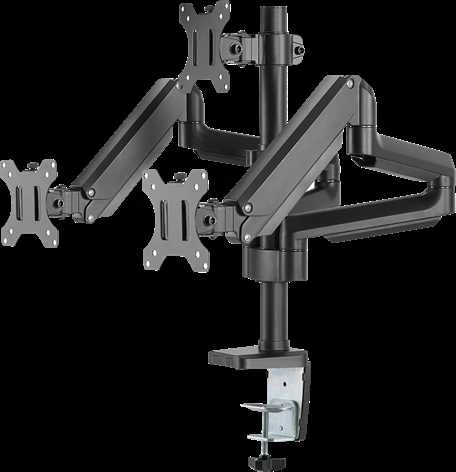 Monitoriaus laikiklis su dujine spyruokle DELTACO OFFICE aliuminis, pakeliamas, pasukamas, apsukamas, 17 "-27", 1,5-7kg, 75x75-100x100, juodas / ARM-0352