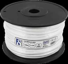 Wentronic Modulio kabelis, 6P, ritininis, 100 m DELTACO baltas / MD-15