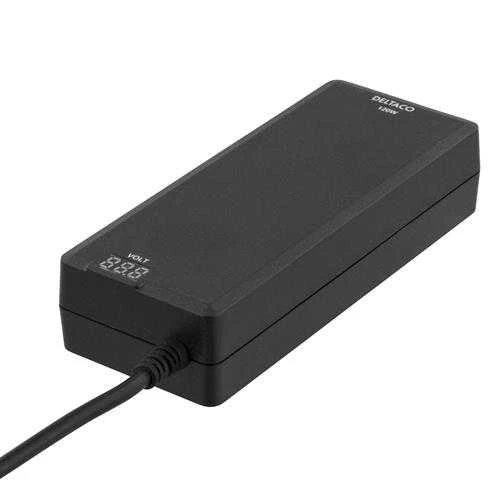 NB maitinimo šaltinis DELTACO 120W, 15-20V, 11 antgalių, USB / SMP-120WD