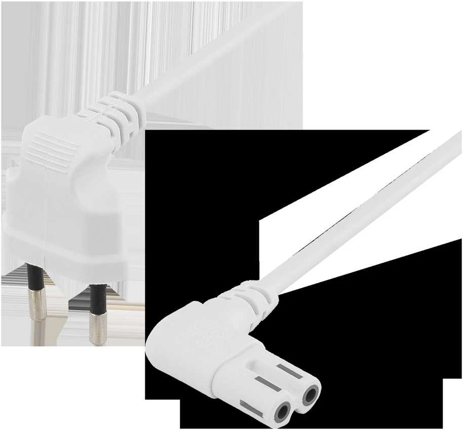 Neįžemintas įrenginio laidas DELTACO skirtas prijungti prie įrenginio ir sieninio lizdo, 3 m, kampinis CEE 7/16 į kampinį IEC 60320 C7, maks. 250 V 2,5 A, baltas / DEL-109BU