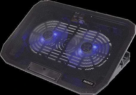 Nešiojamo kompiuterio aušintuvas DELTACO 15.6", 2x120mm, LED šviesos, juodas / LTC-100
