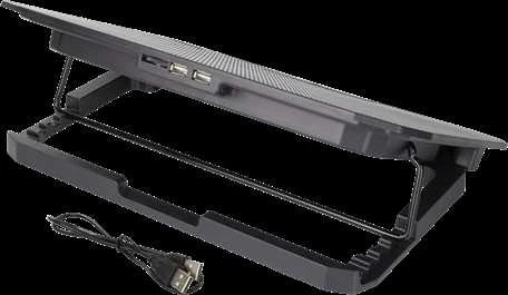 Nešiojamo kompiuterio aušintuvas DELTACO 15.6", 2x120mm, LED šviesos, juodas / LTC-100