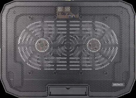 Nešiojamo kompiuterio aušintuvas DELTACO 15.6", 2x120mm, LED šviesos, juodas / LTC-100