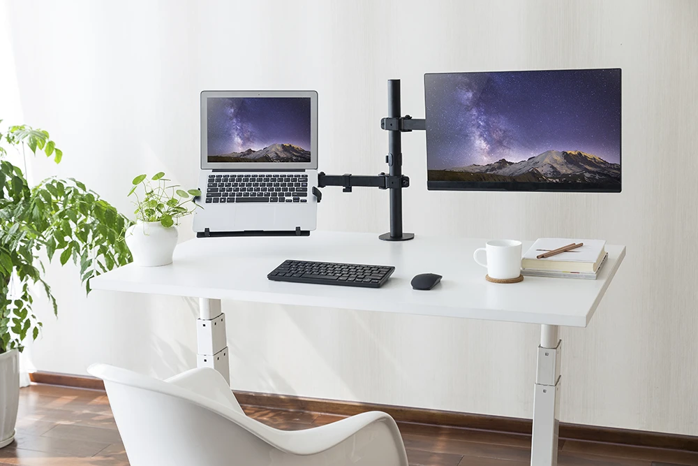 Universalus nešiojamas kompiuterio laikiklis DELTACO OFFICE plienas, VESA, juodas / ARM-0540