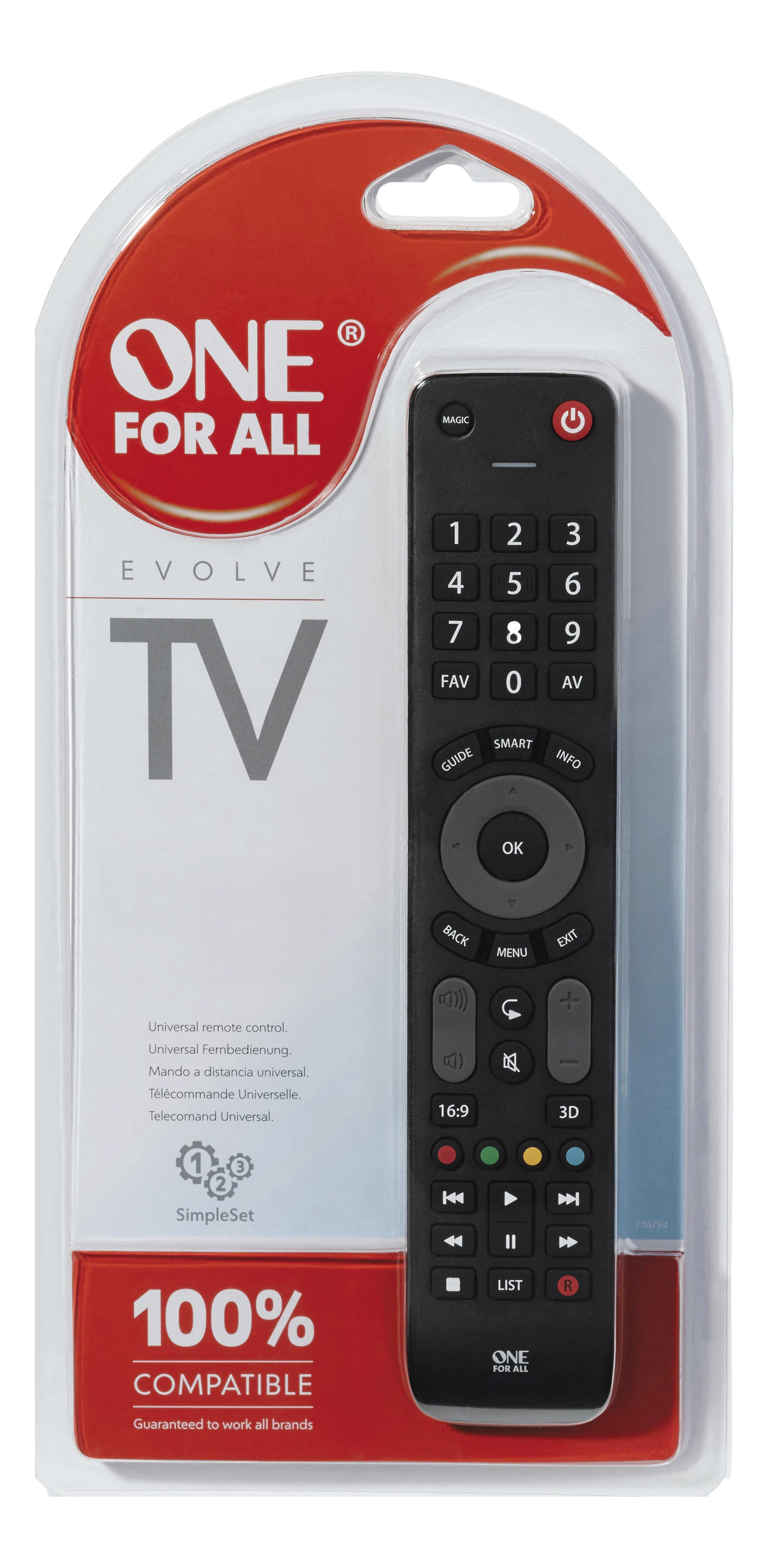 One For All ONE Visiems 1, universalus nuotolinio valdymo pultas Evolve TV