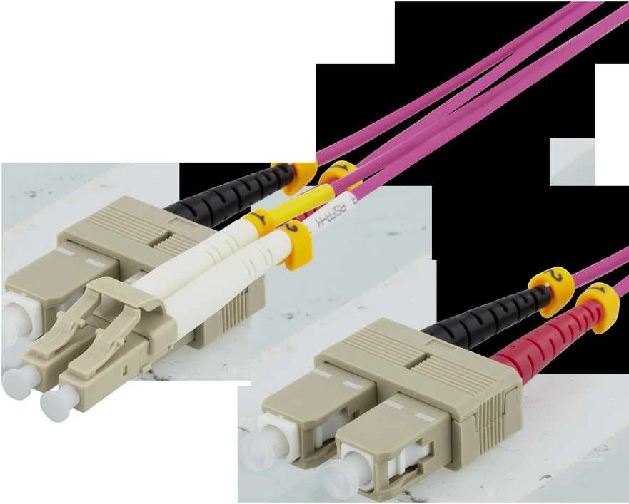 Optinis kabelis DELTACO 3m, LC-SC Duplex, 50/125, rožinis / LCSC-703
