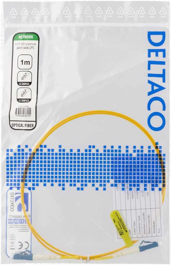 Optinis kabelis DELTACO OS2, LC - LC, simplex, singlemode, UPC, 9/125, 1m / LCLC-1S-SI