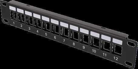 Patch panelė DELTACOIMP Keystone 10", 12 jungtys, juoda / 10-PATCH18