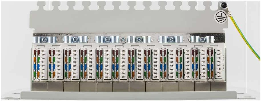 Panelė DELTACO 10", 12xRJ45, Cat6a, STP, 10Gbps, metalinė, pilka / 10-PATCH14